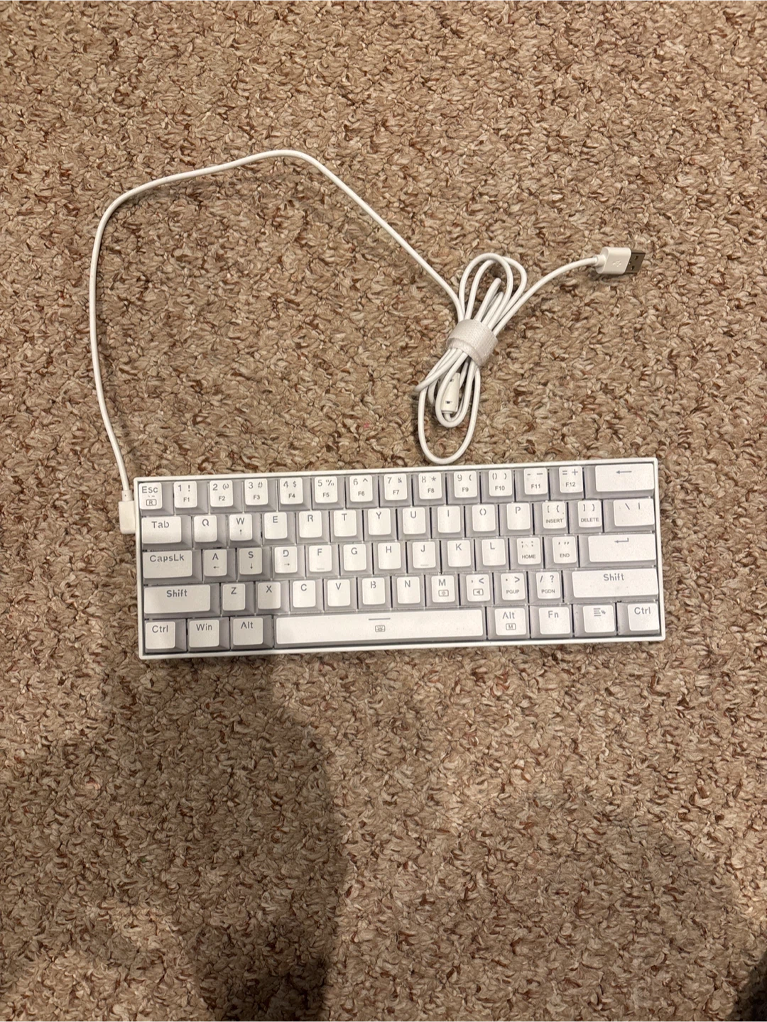 White 60% Mechanical Keyboard with USB Cable