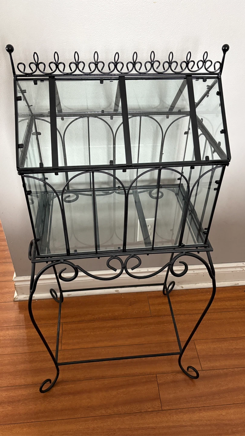 Glass and Metal Display Terrarium/Greenhouse Stand