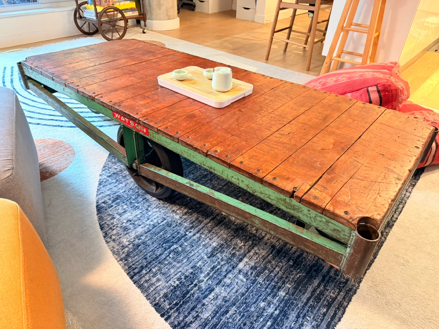 Vintage Industrial Cart Coffee Table - photo 5
