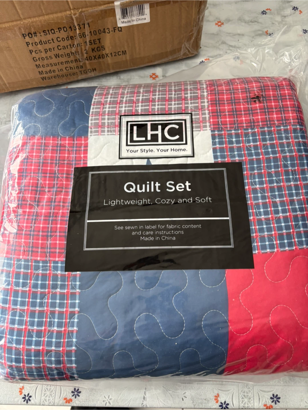 LHC Patchwork Quilt Set – Full/Queen 92” x 92” (New)