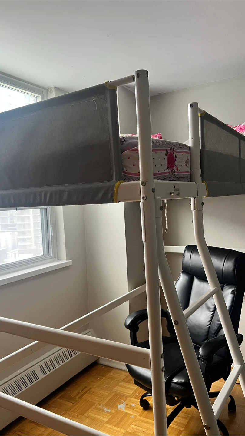 IKEA vitval Loft Bed Frame with Grey Fabric Sides with mattress - photo 5