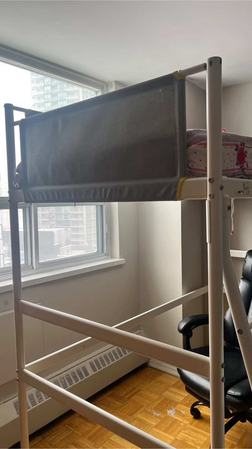 IKEA vitval Loft Bed Frame with Grey Fabric Sides with mattress - photo 4
