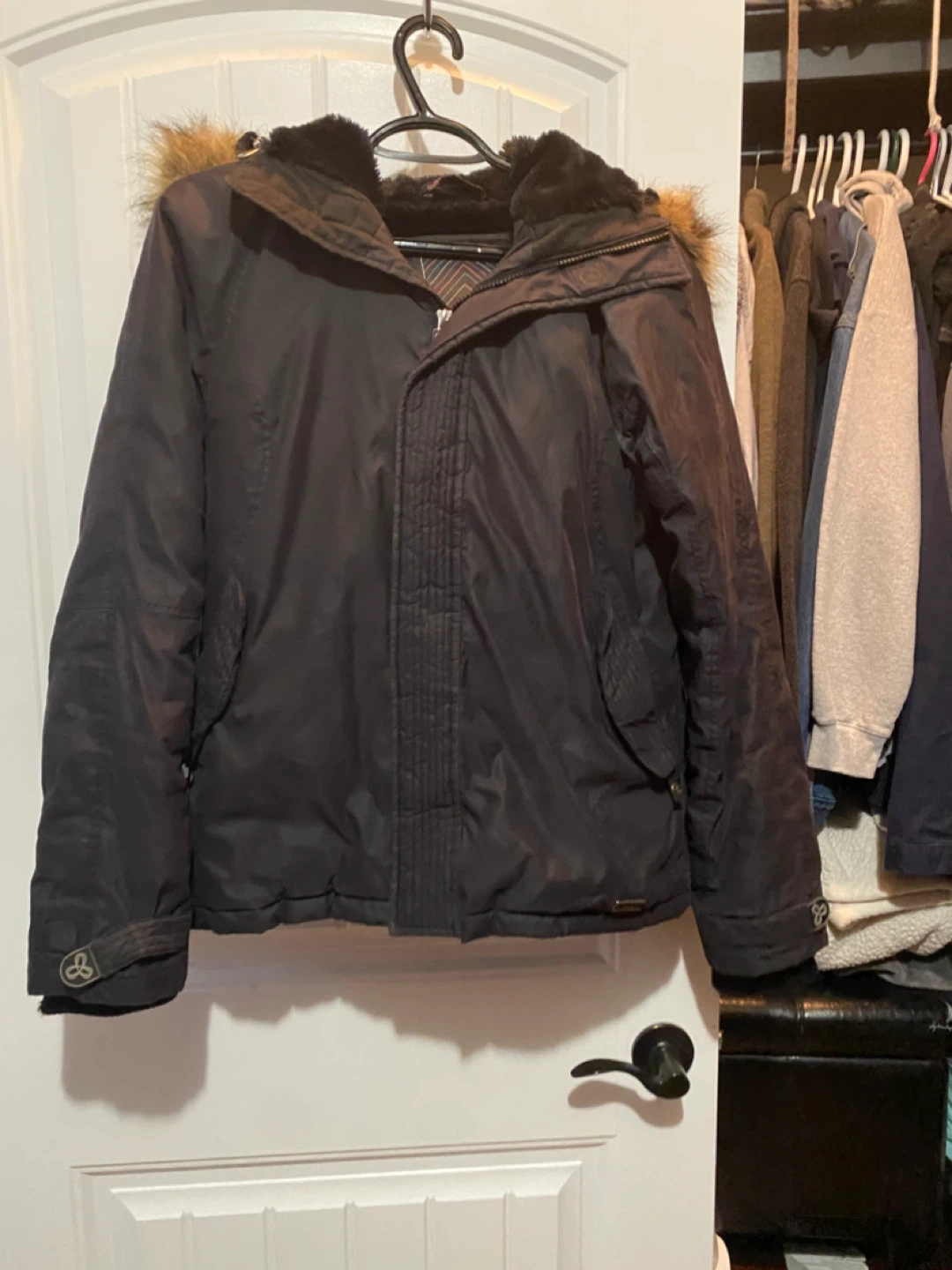 TNA Black Winter Jacket with Fur Hood