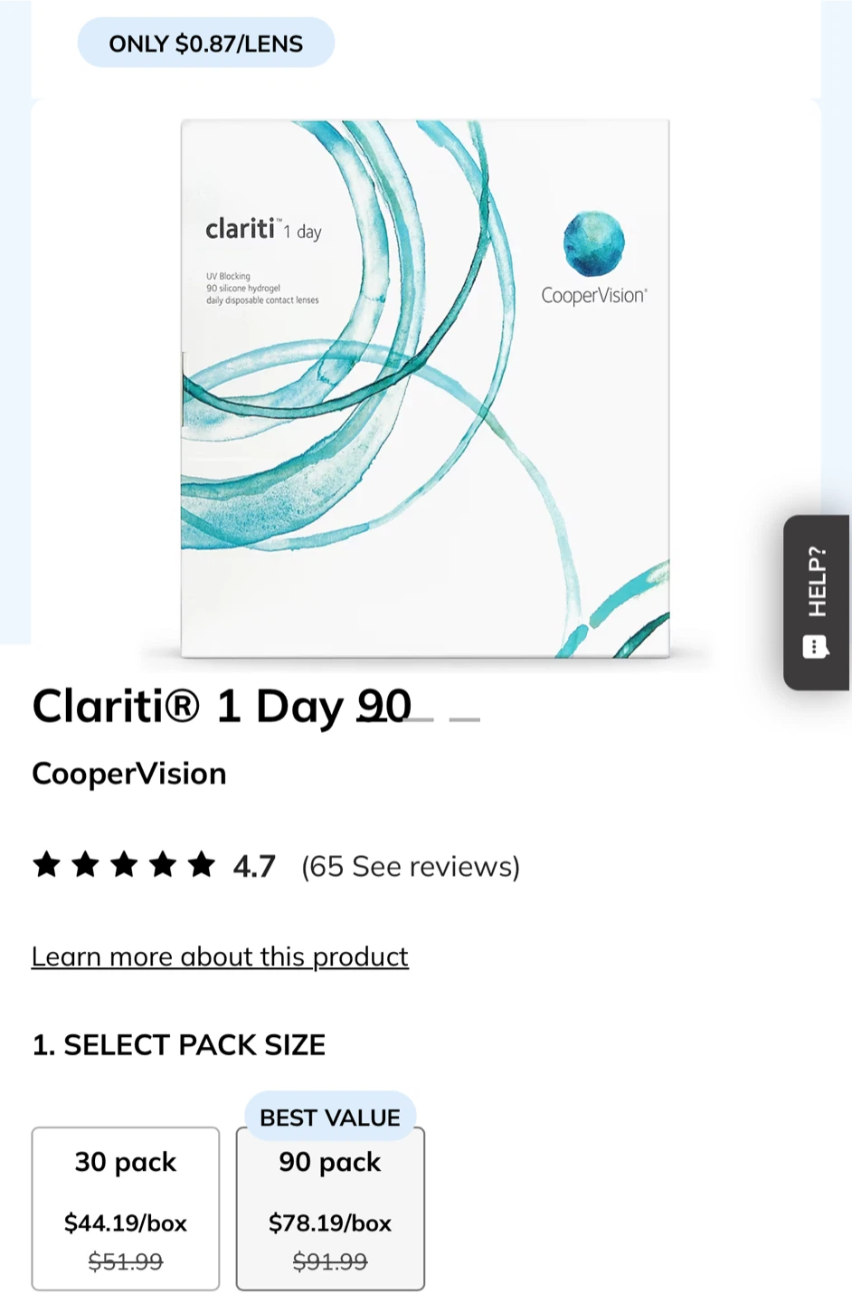 CooperVision Clariti 1 Day 90 Pack Contact Lenses