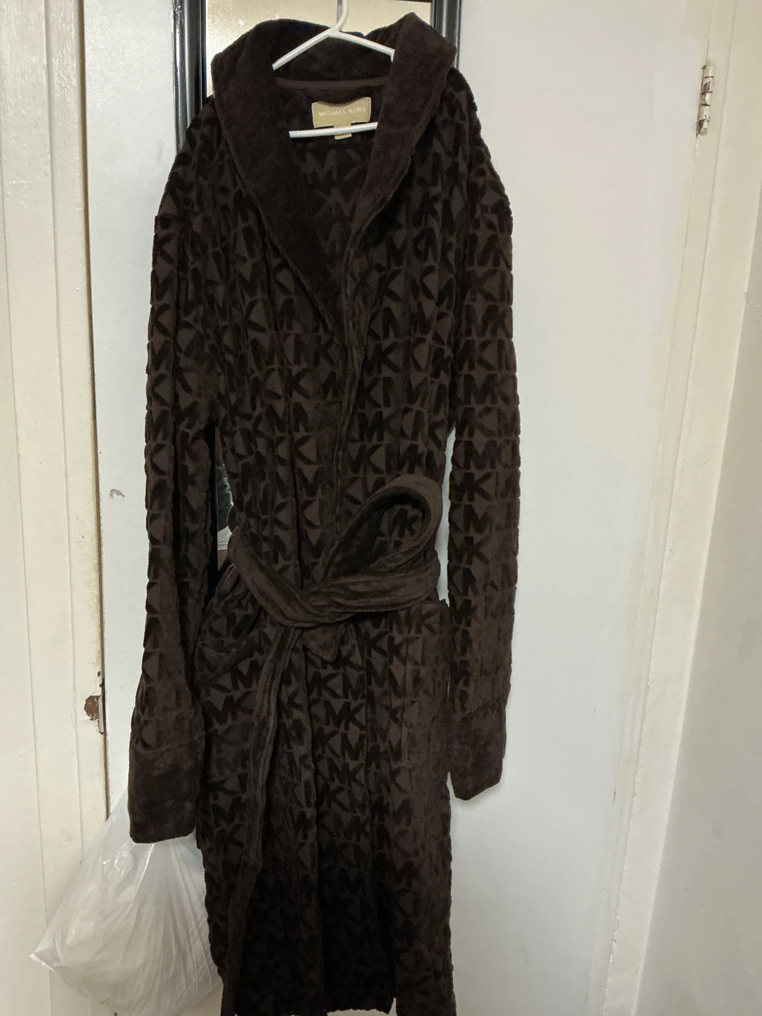 Michael Kors Brown MK Pattern Velour Robe