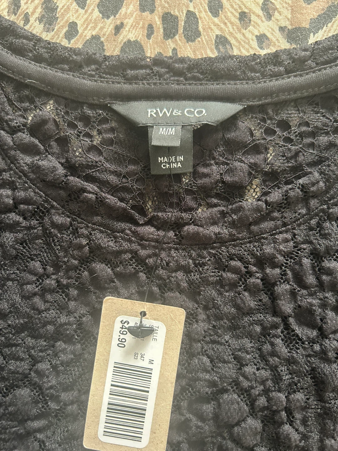 RW & CO. Black Textured Short Sleeve Top M/M - photo 2