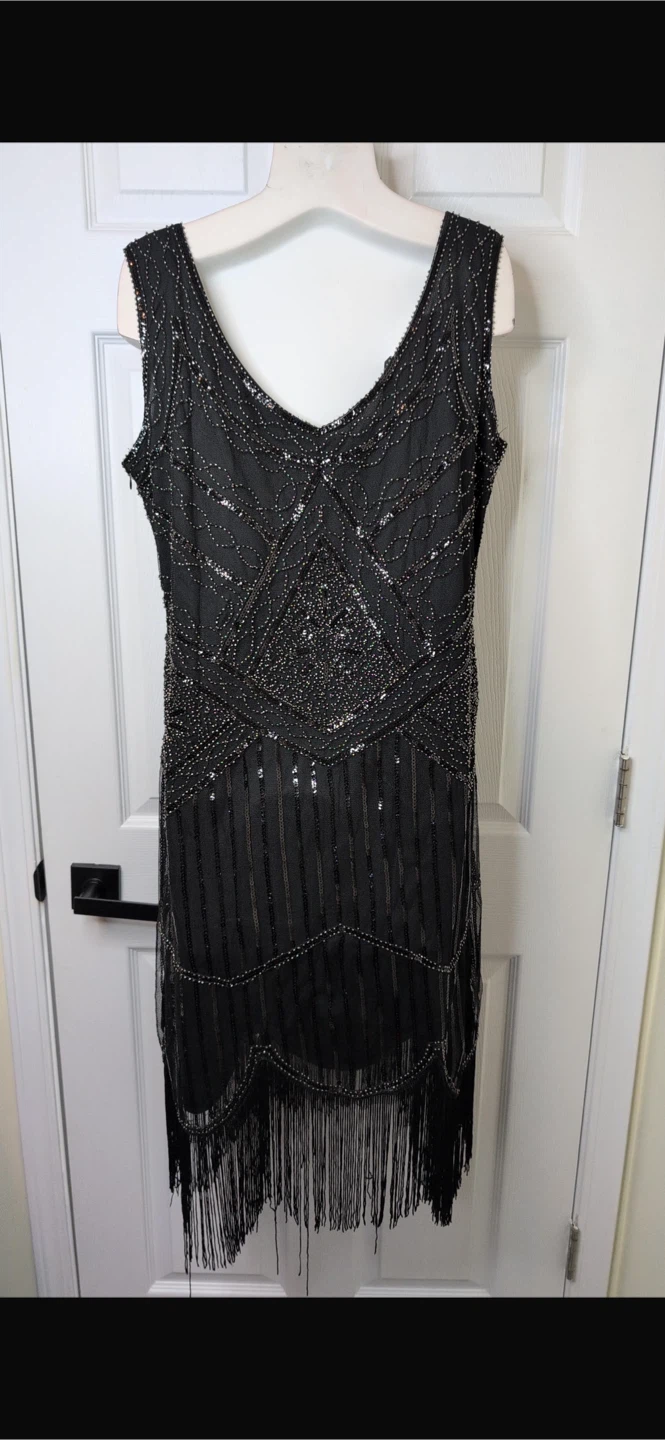 NEW! Black Sequin Flapper Dress with Fringe - photo 5