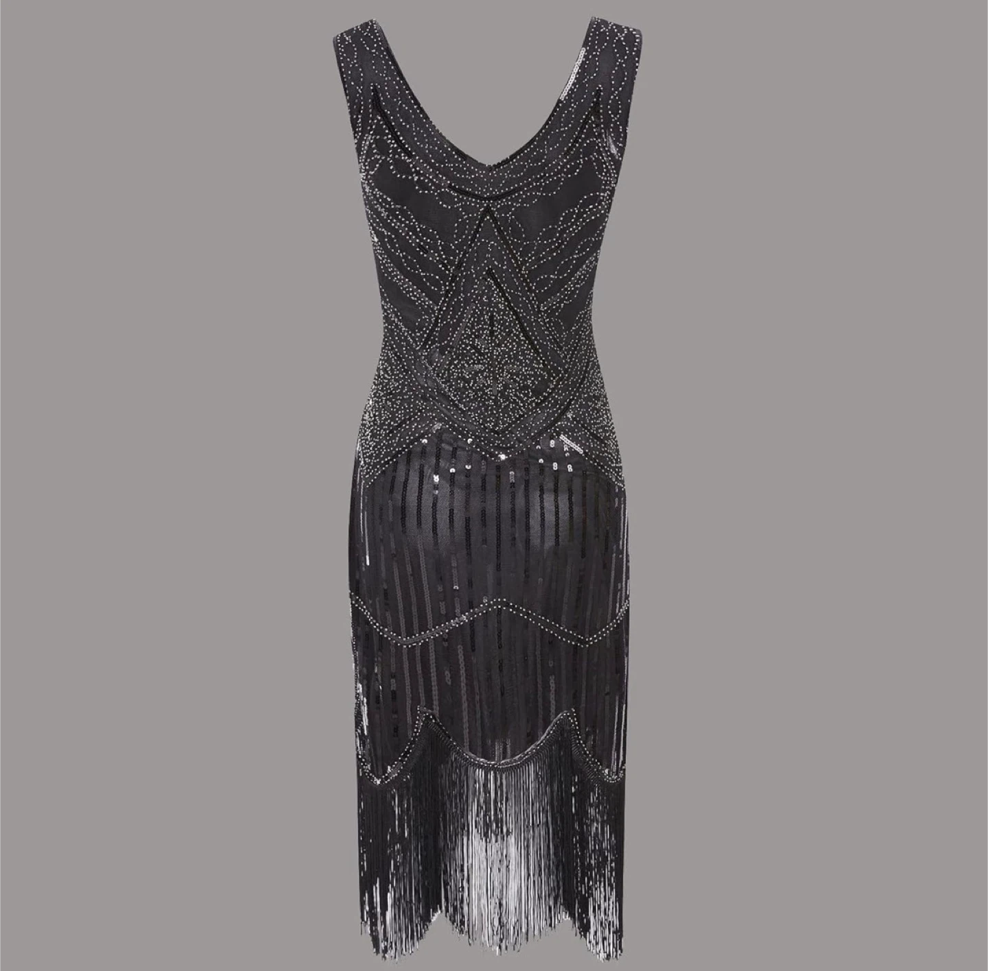 NEW! Black Sequin Flapper Dress with Fringe - photo 2