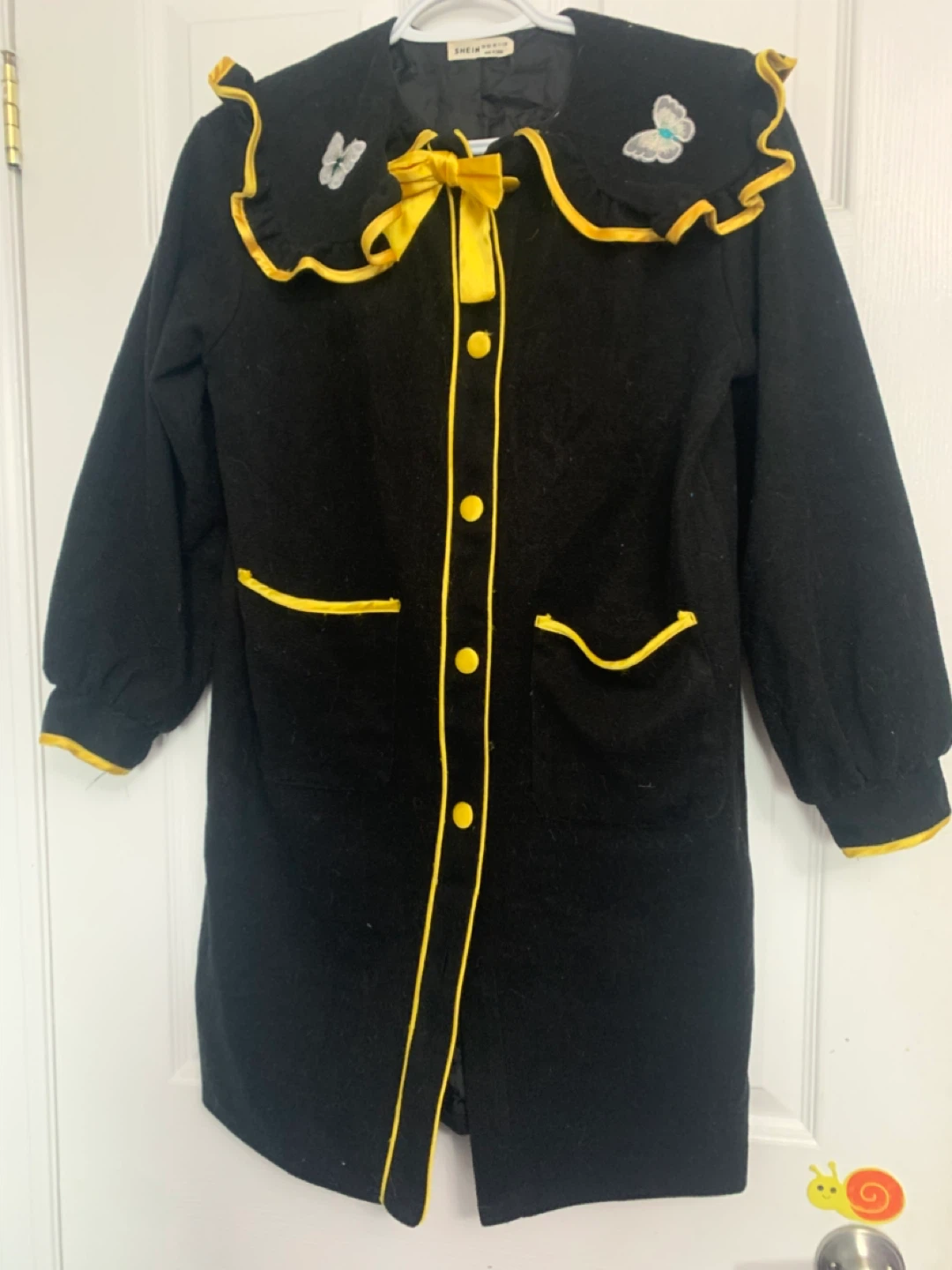 Shein Black & Yellow Butterfly Dress - Size 11-12Y