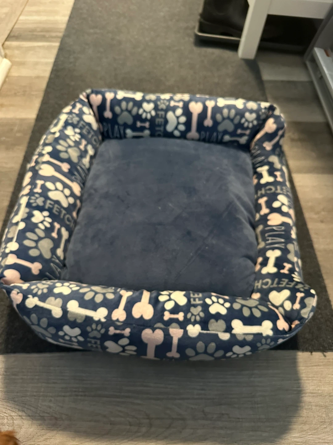 Blue Dog Bed with Paw Print and Bone Pattern - photo 2