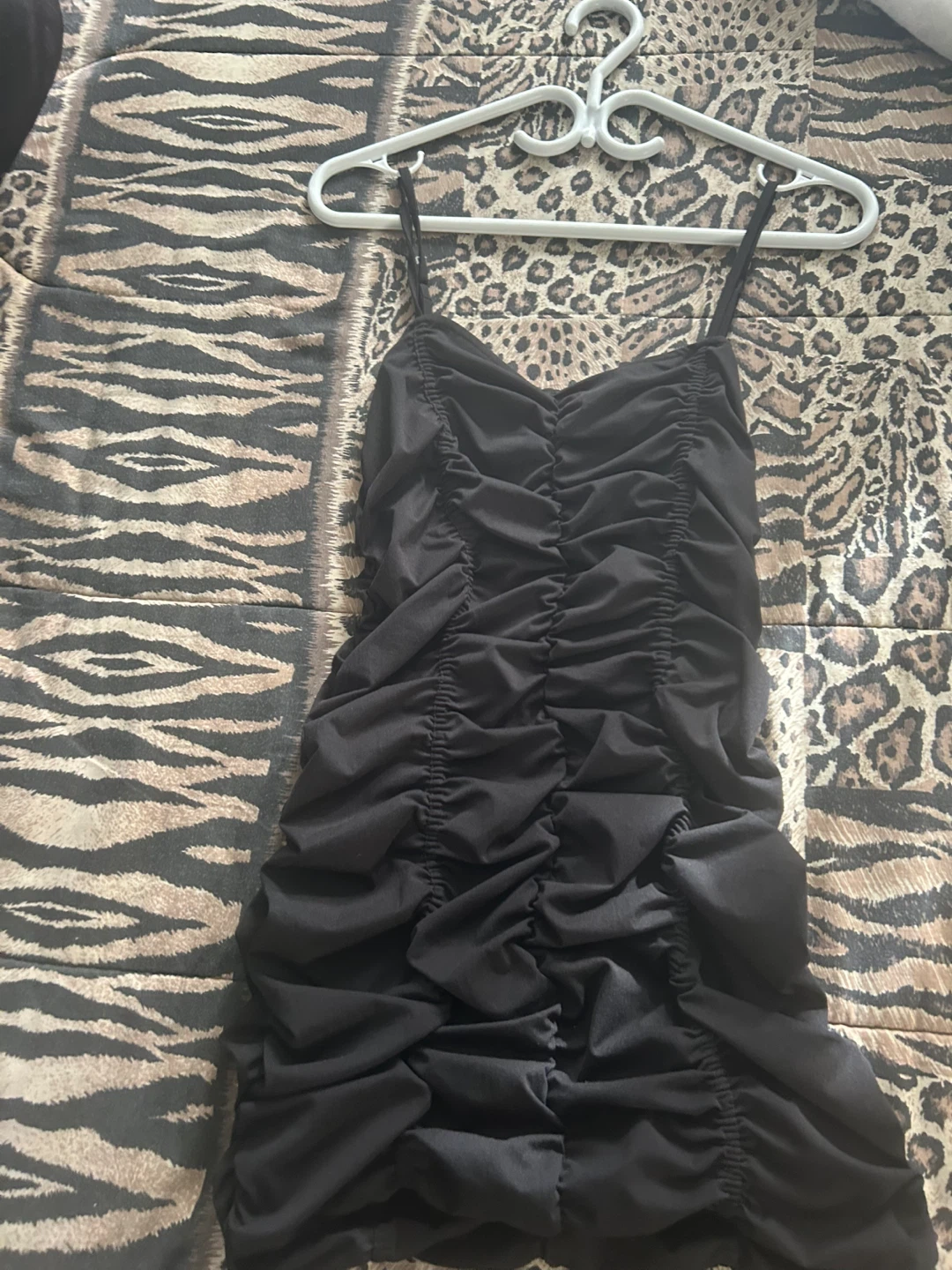 H&M Black Ruched Mini Dress Size S