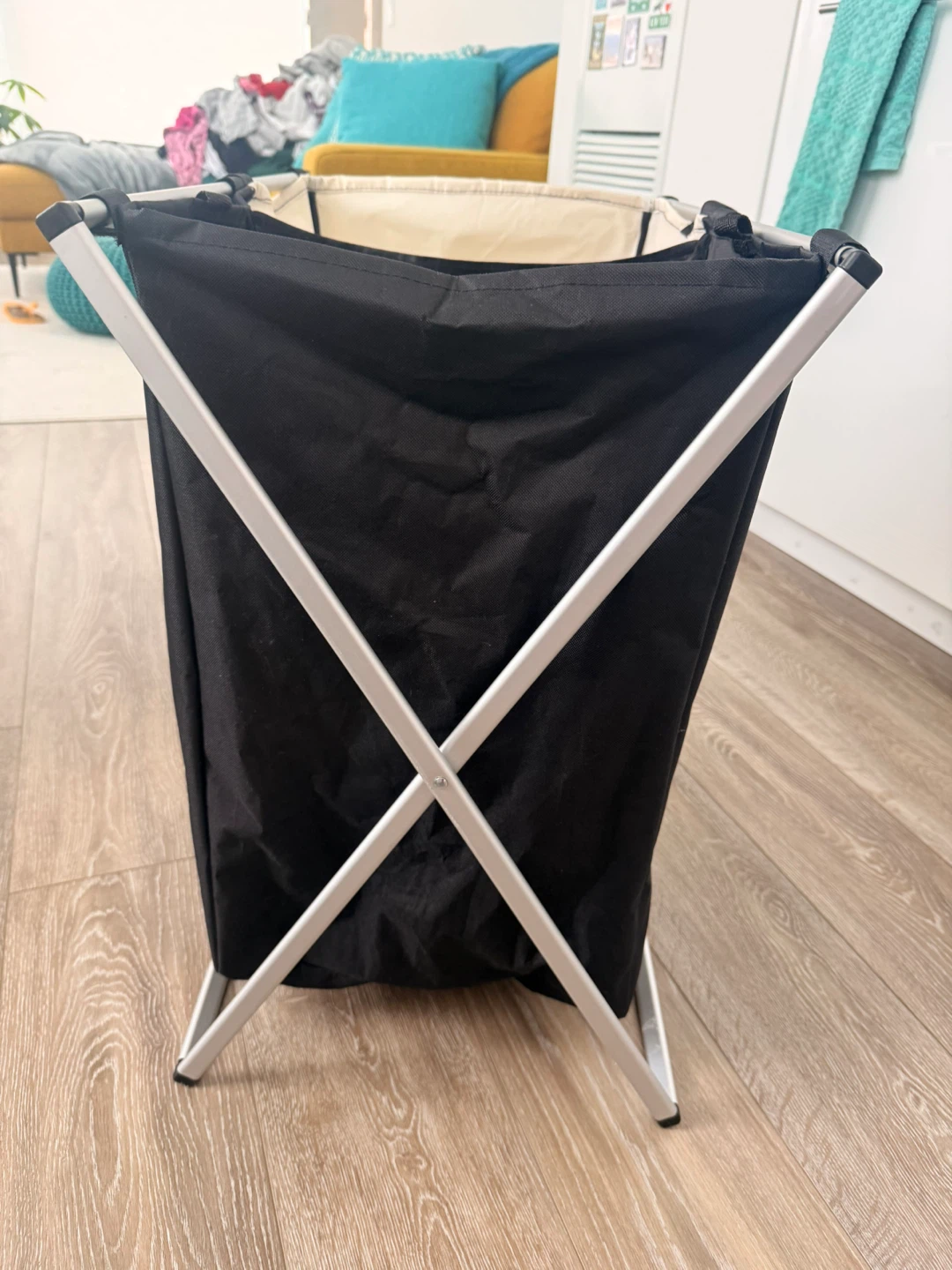 Dual Compartment Laundry Hamper - Black & Cream - photo 2