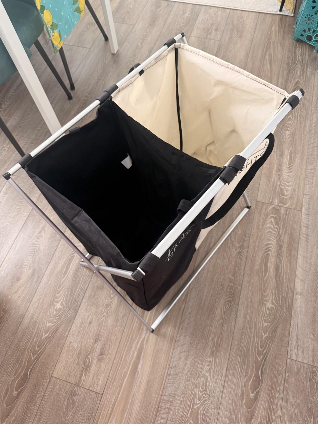 Dual Compartment Laundry Hamper - Black & Cream - photo 4