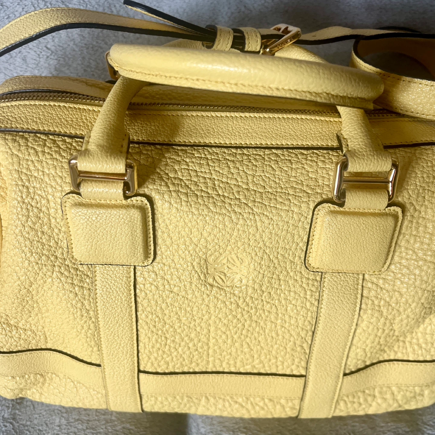 LOEWE Yellow Textured Leather Satchel Bag - photo 2
