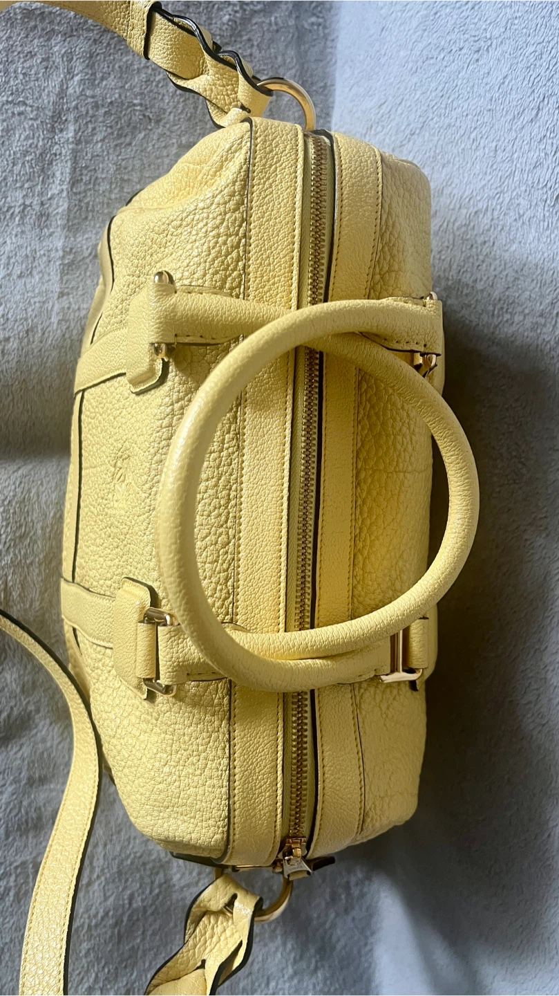 LOEWE Yellow Textured Leather Satchel Bag - photo 3
