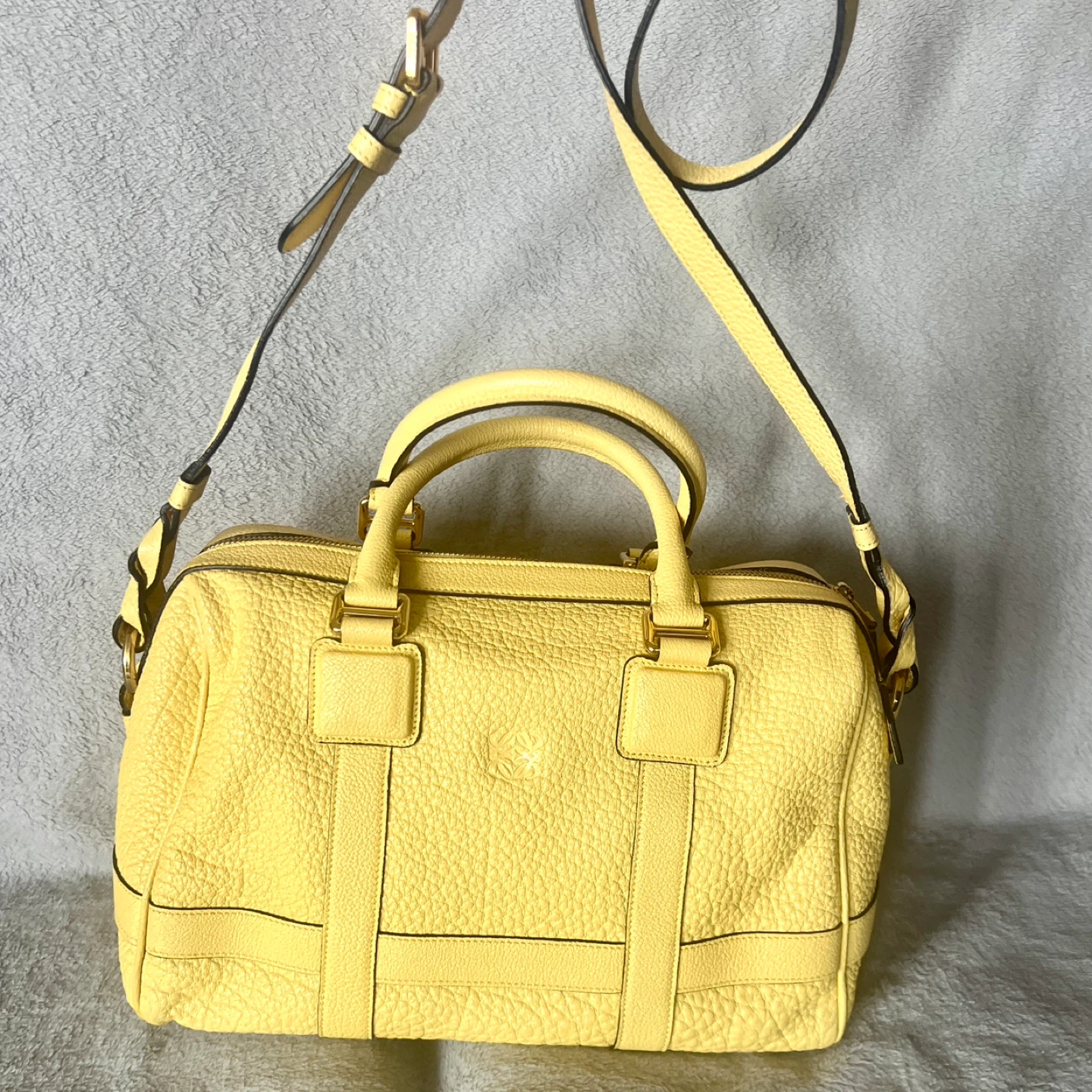 LOEWE Yellow Textured Leather Satchel Bag