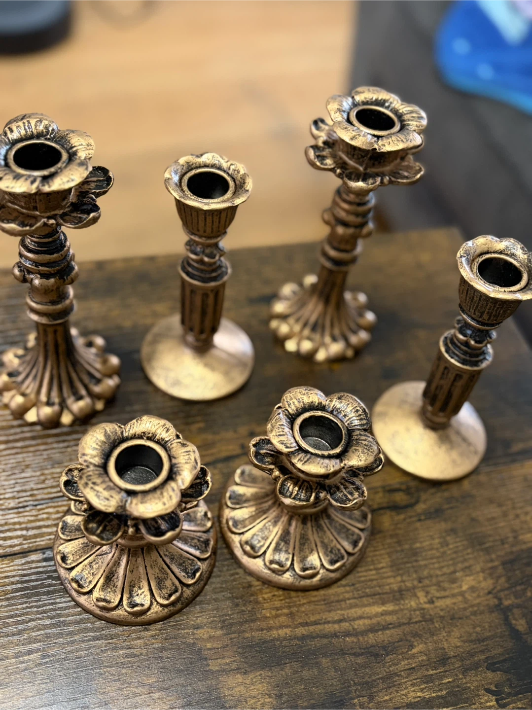Suclain 6 Pcs Vintage Bronze Candlestick Holders - photo 4