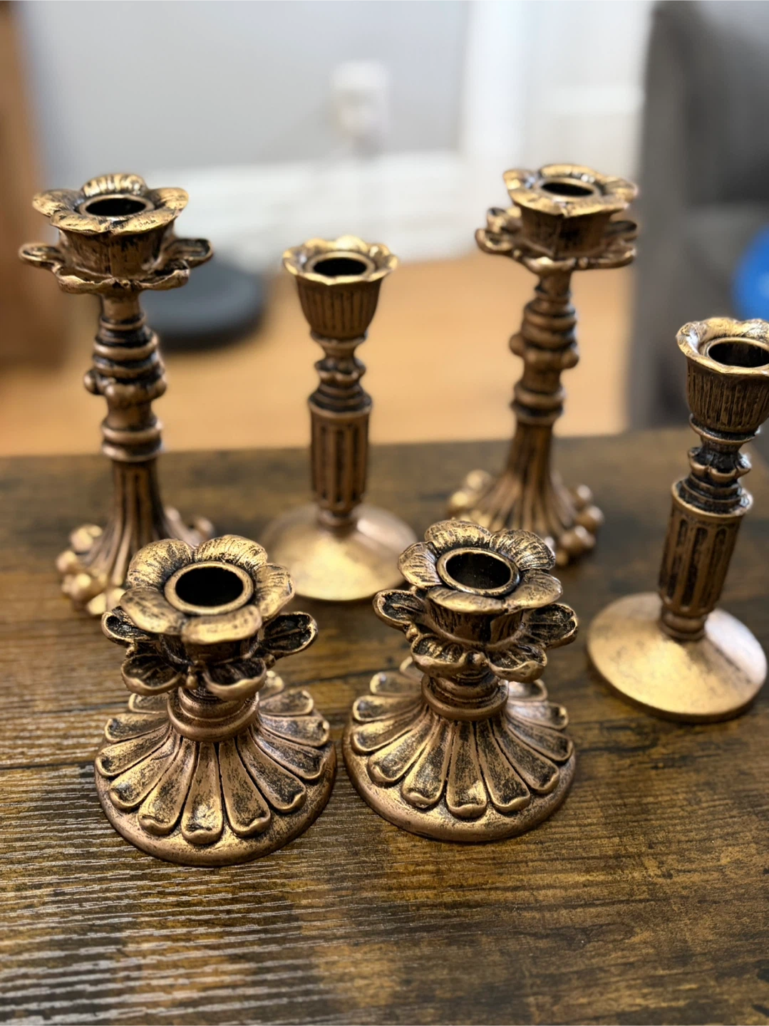 Suclain 6 Pcs Vintage Bronze Candlestick Holders - photo 3