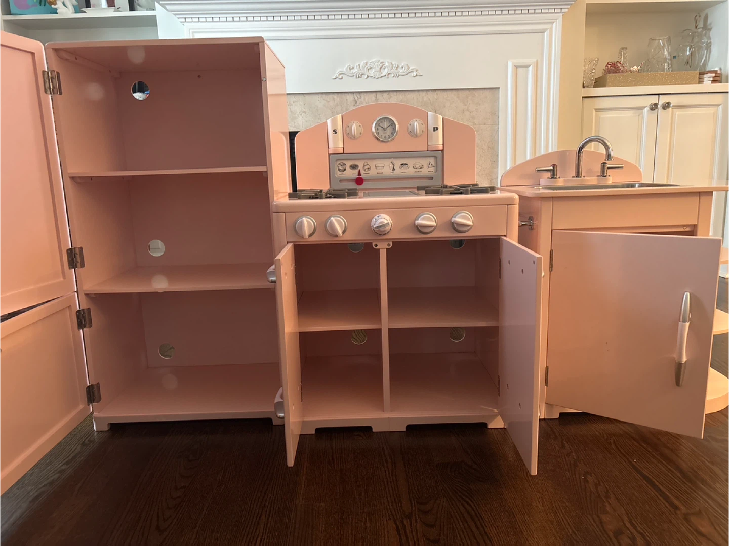 Pink Wooden Play Kitchen with Refrigerator, Stove, and Sink - photo 2