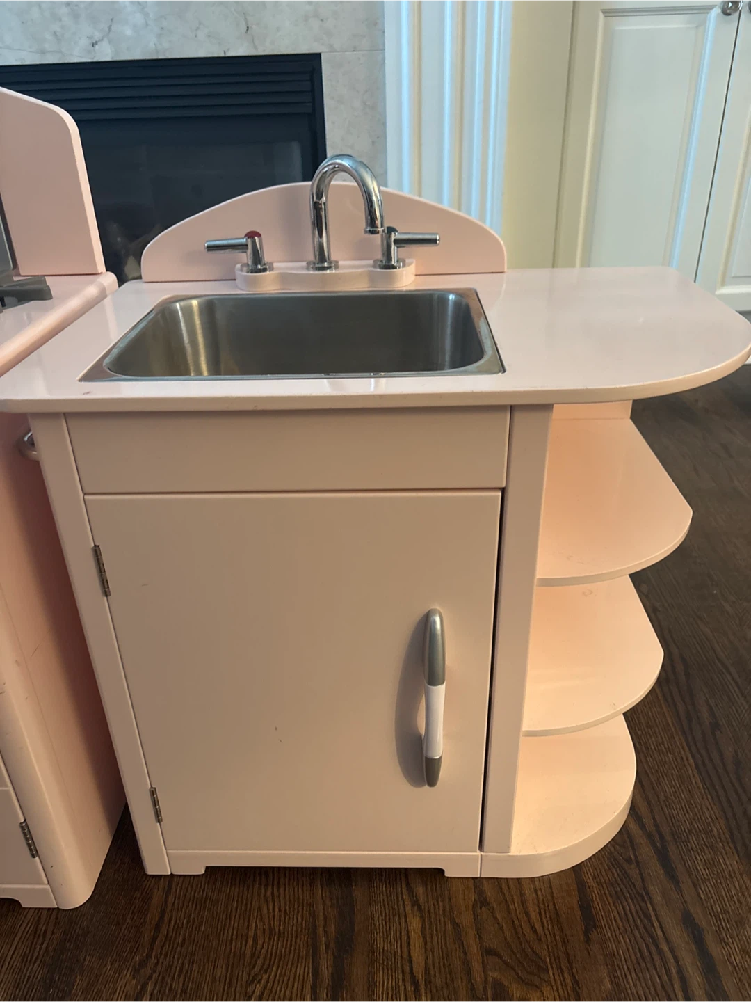 Pink Wooden Play Kitchen with Refrigerator, Stove, and Sink - photo 5