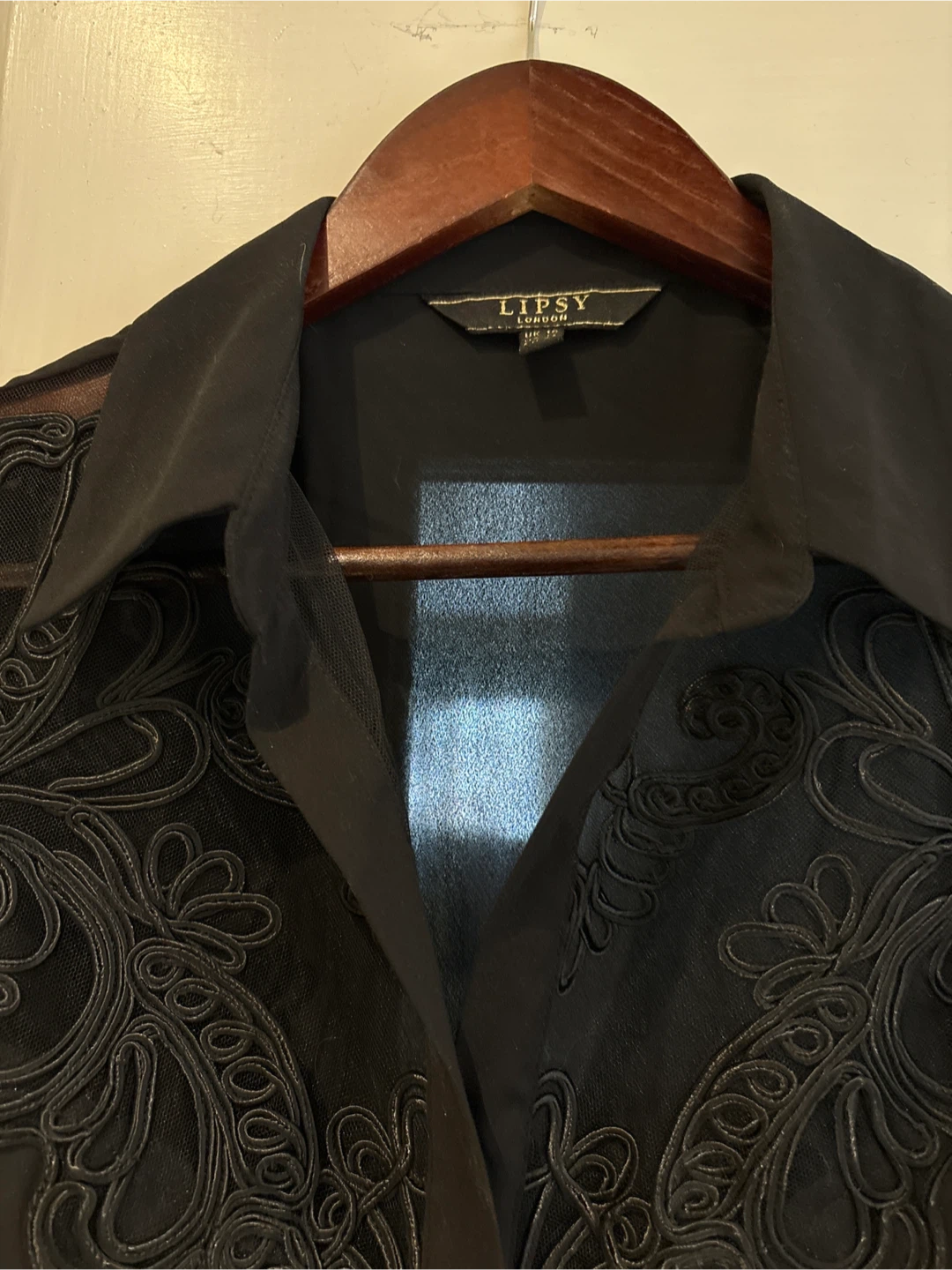 Lipsy London Black Lace Detail Button-Up Shirt