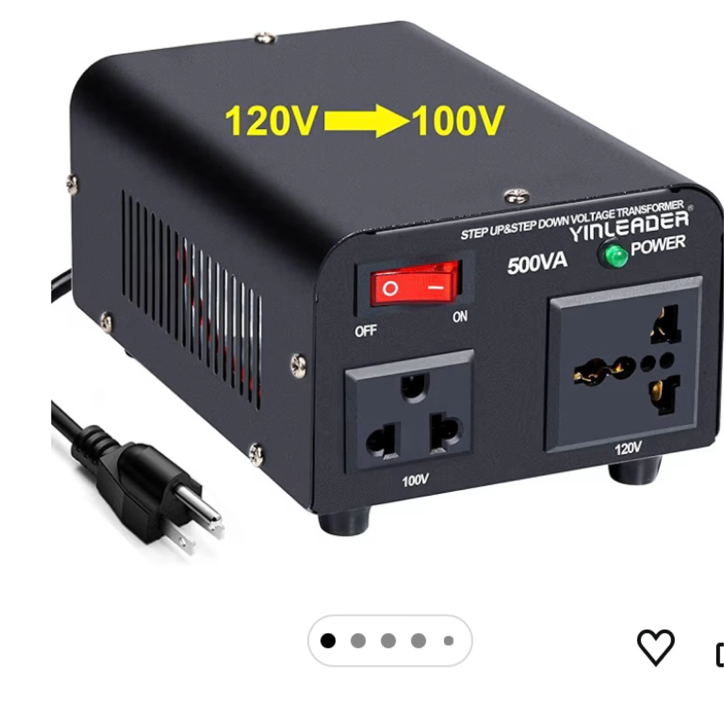 YINLEADER 500VA Step Up & Step Down Voltage Transformer