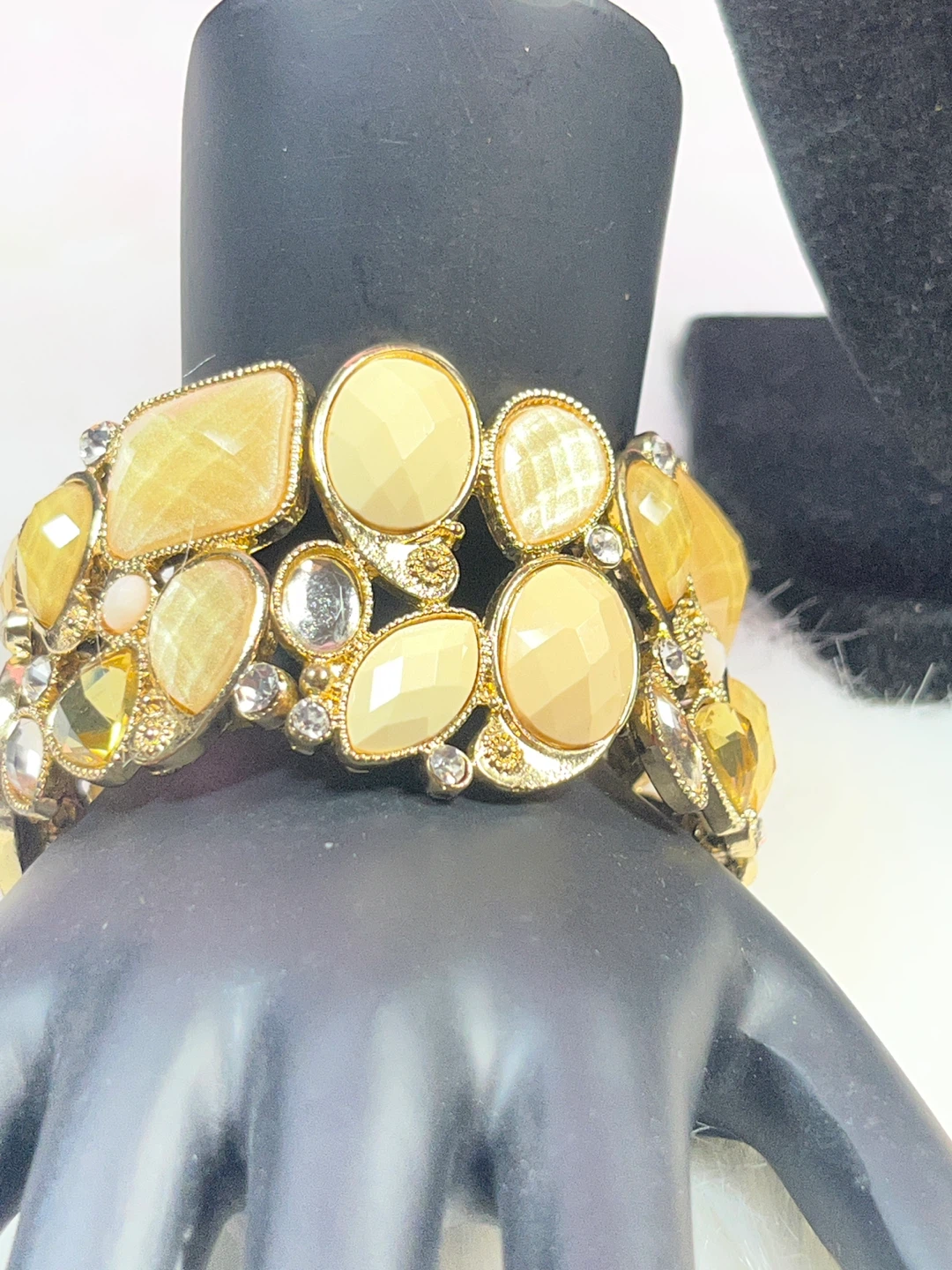 Gold Tone Gemstone & Crystal Stretch Bracelet - photo 3