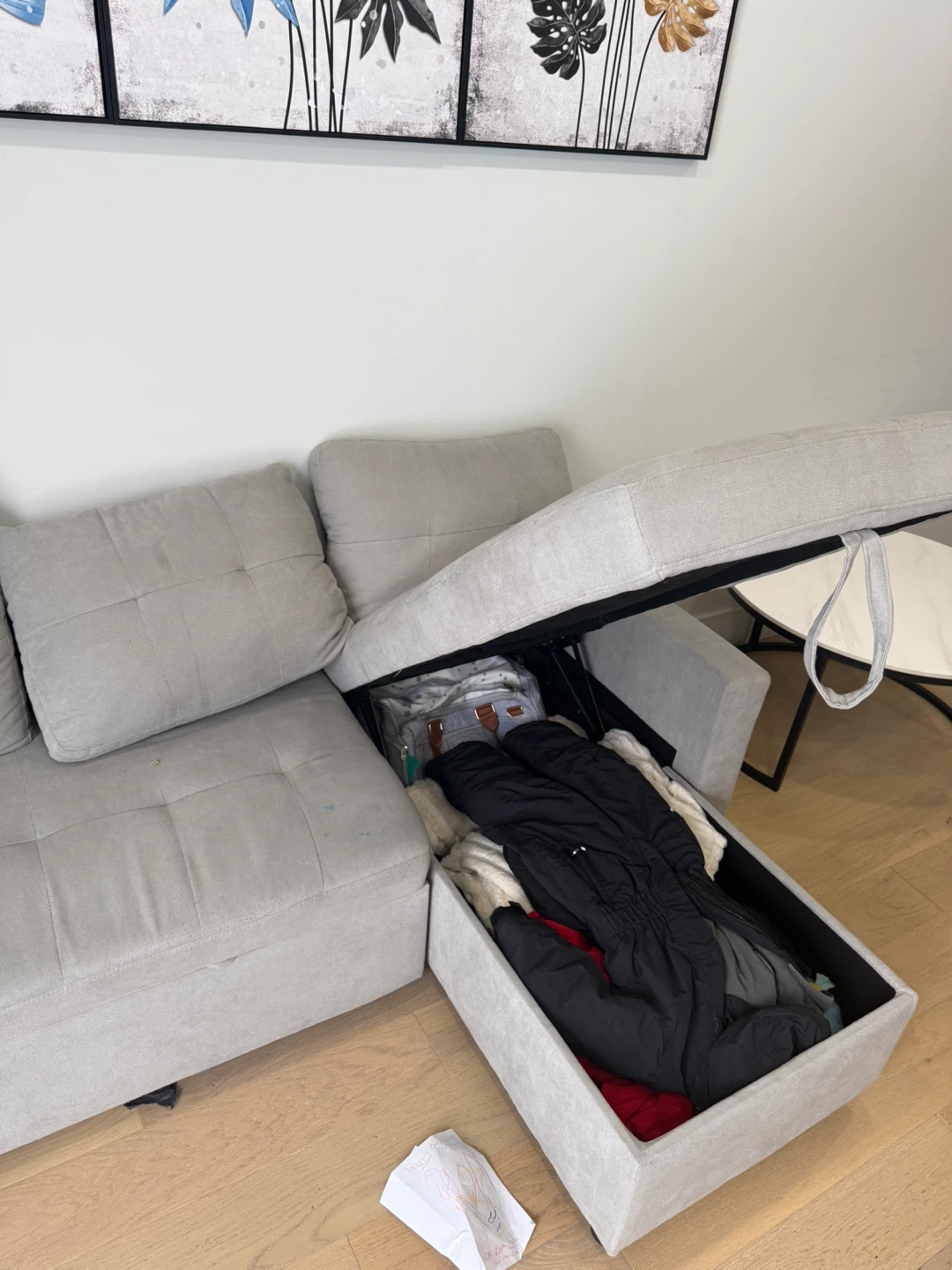 Grey Sectional Sofa with Storage - photo 2