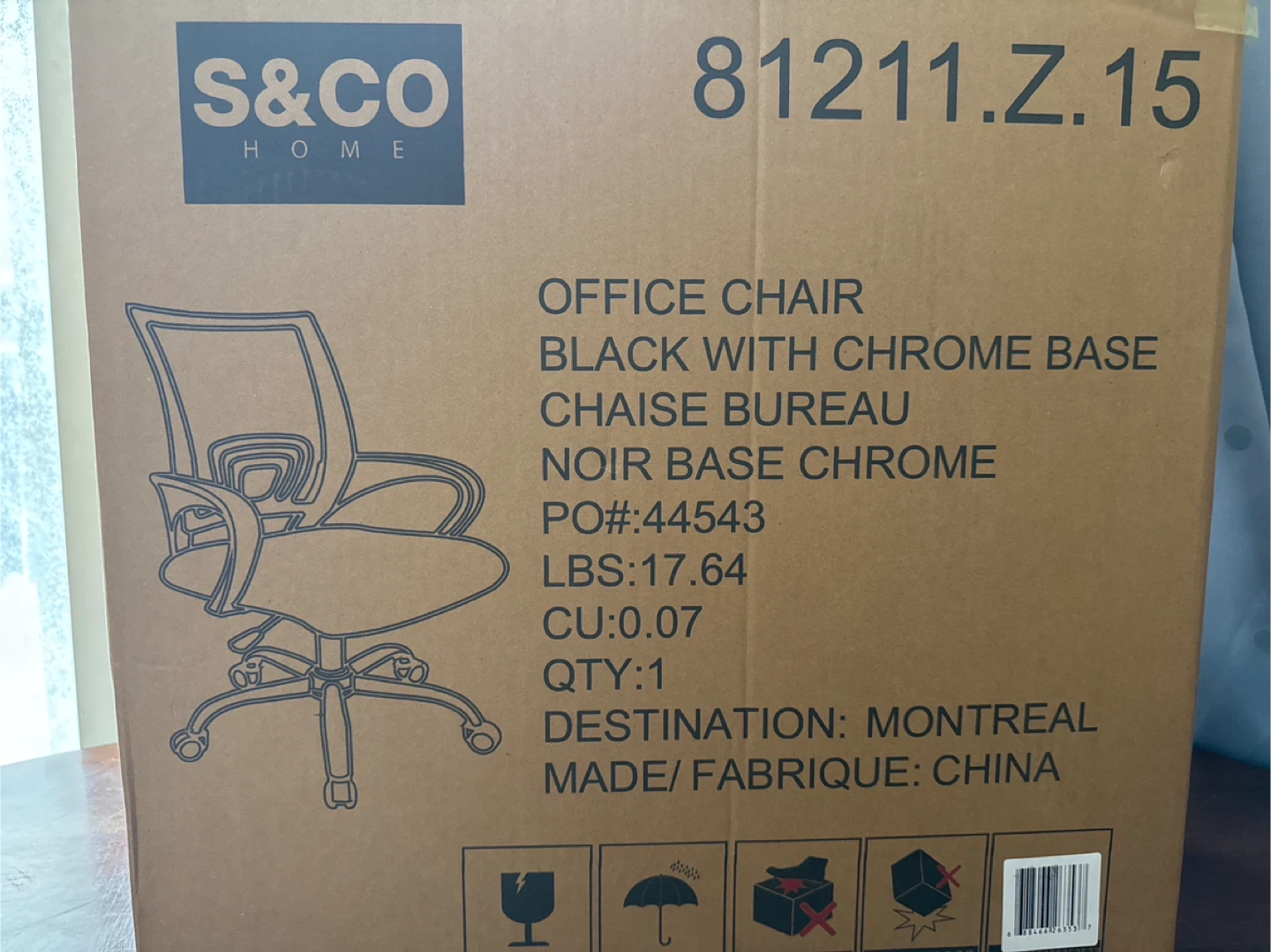 S&CO Home Office Chair - Black with Chrome Base