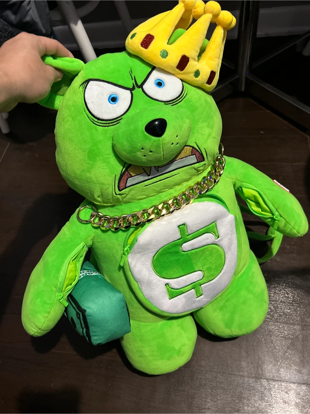 Green Bear Backpack with Crown and Chain - photo 2