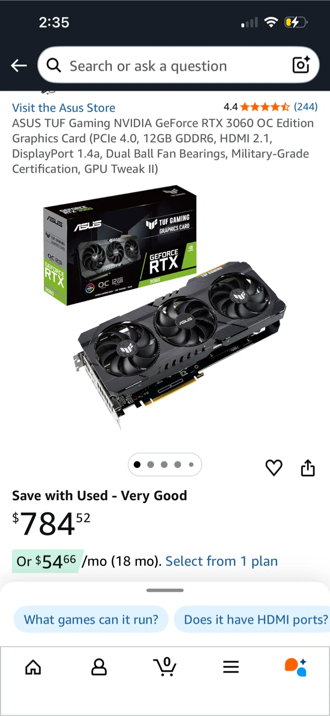 (Full pc)ASUS TUF Gaming GeForce RTX 3060 OC 12GB Graphics Card - photo 4
