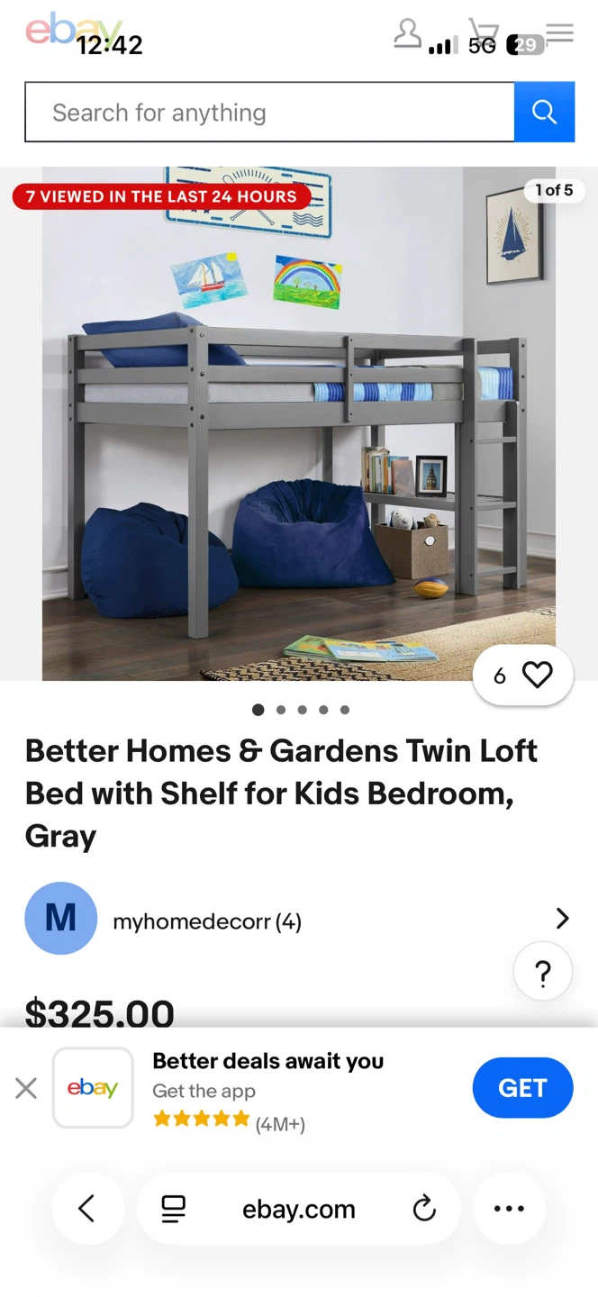 Better Homes & Gardens Twin Loft Bed with Shelf - photo 3