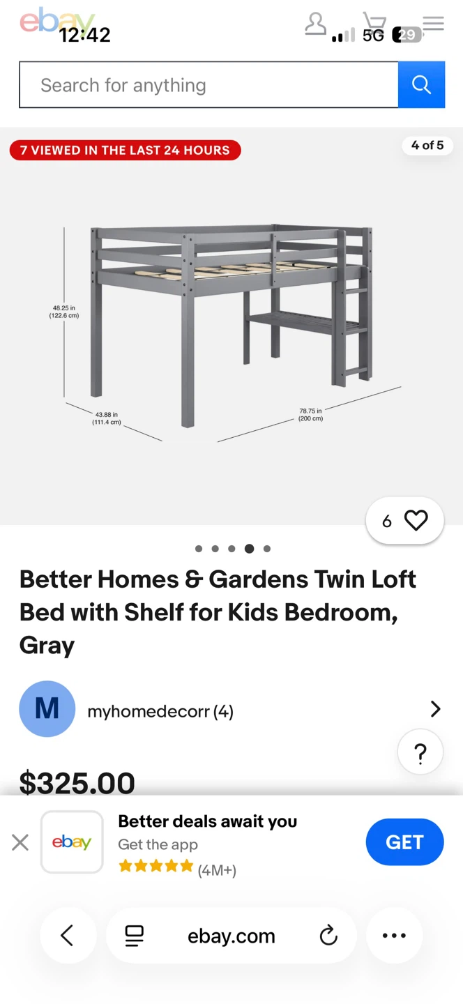 Better Homes & Gardens Twin Loft Bed with Shelf - photo 2
