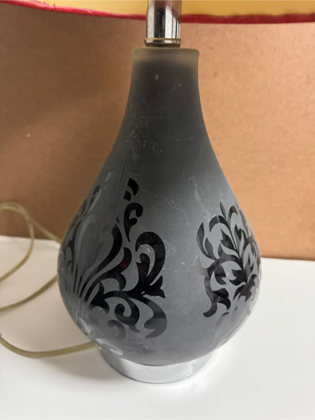 Table Lamp - Black and Red Damask Design - photo 2