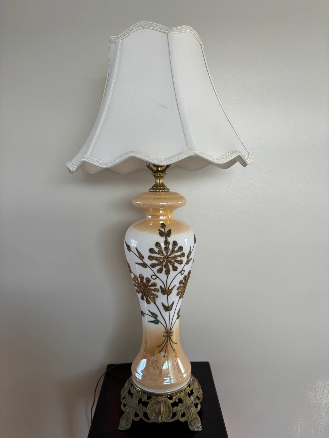 Two Vintage Floral Table Lamps