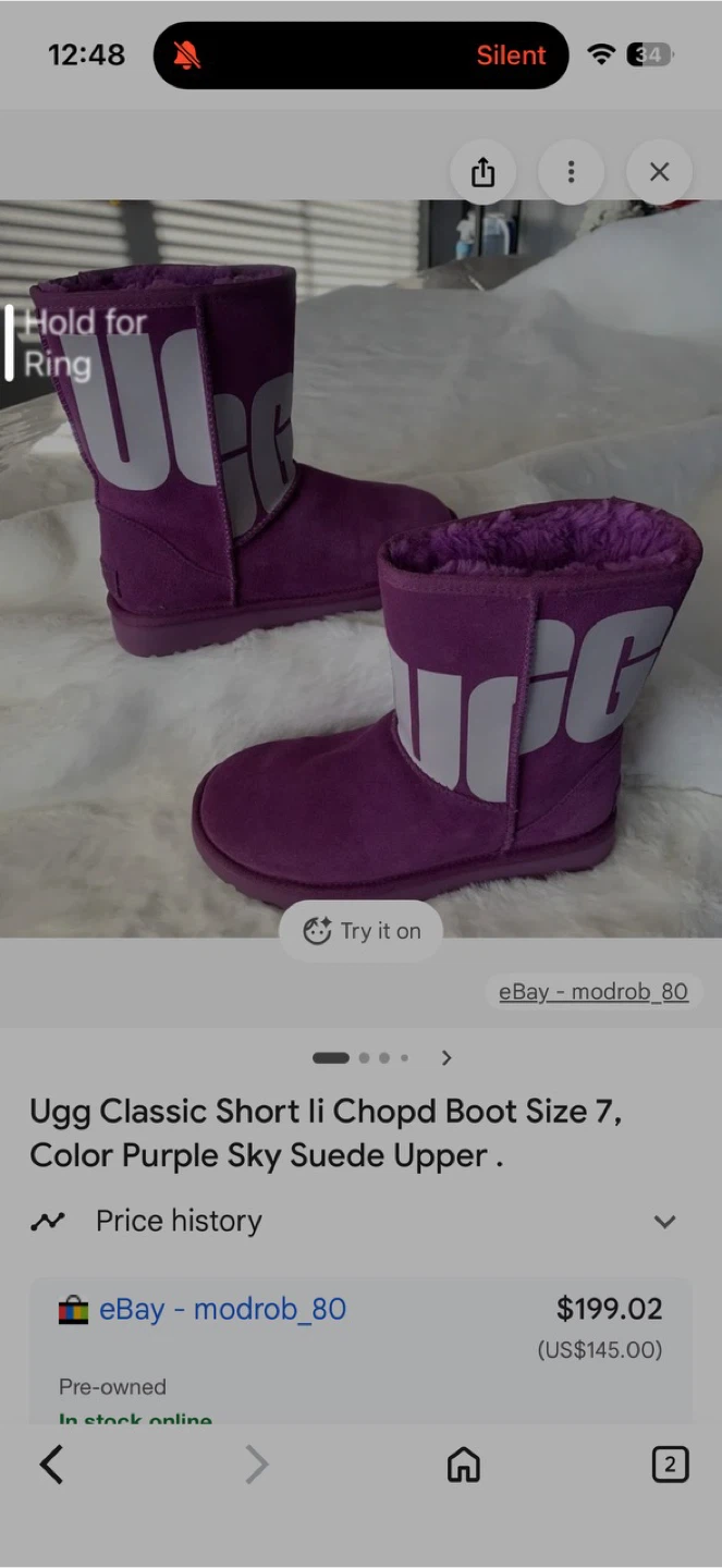 Ugg Classic Short Boots Size 7 Purple Suede