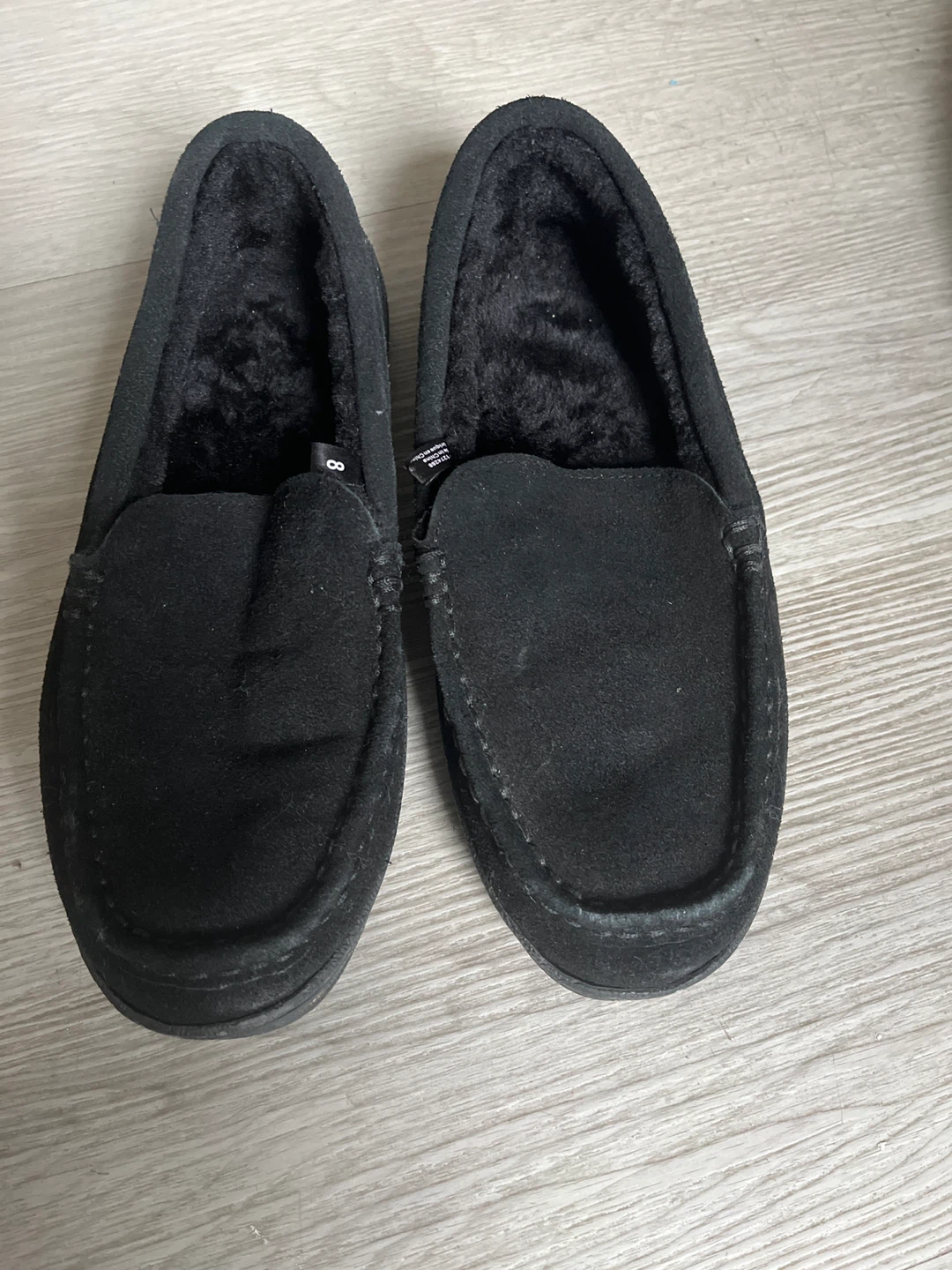 Black Suede Moccasin Slippers - Size 8 - photo 5