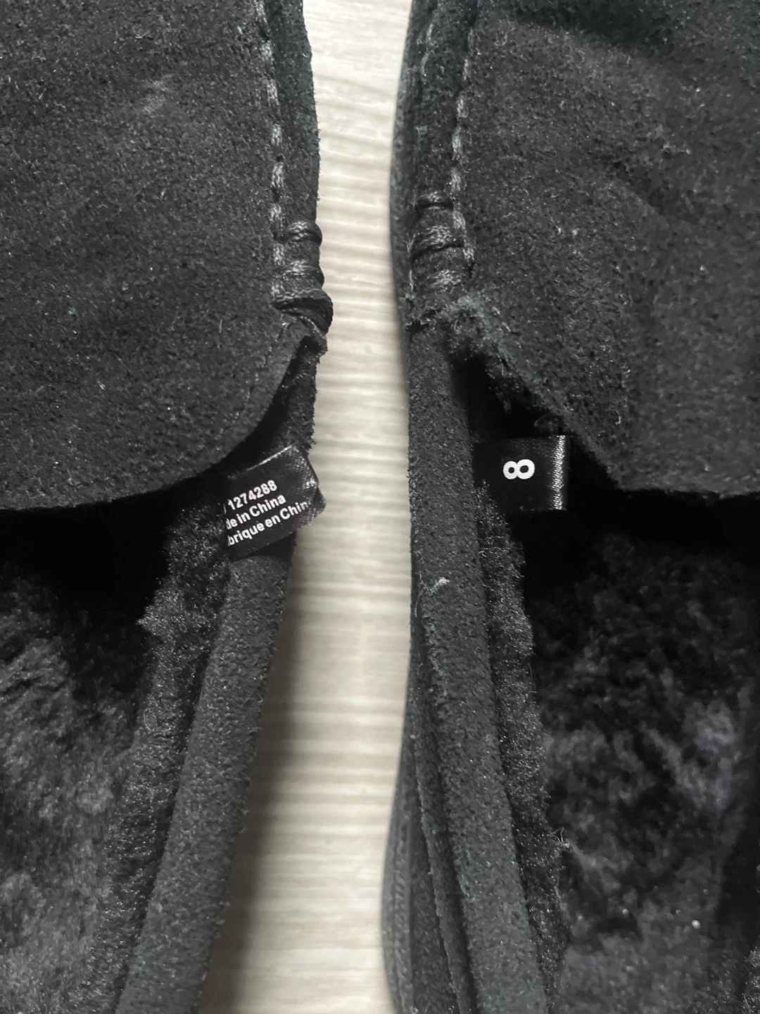 Black Suede Moccasin Slippers - Size 8 - photo 2