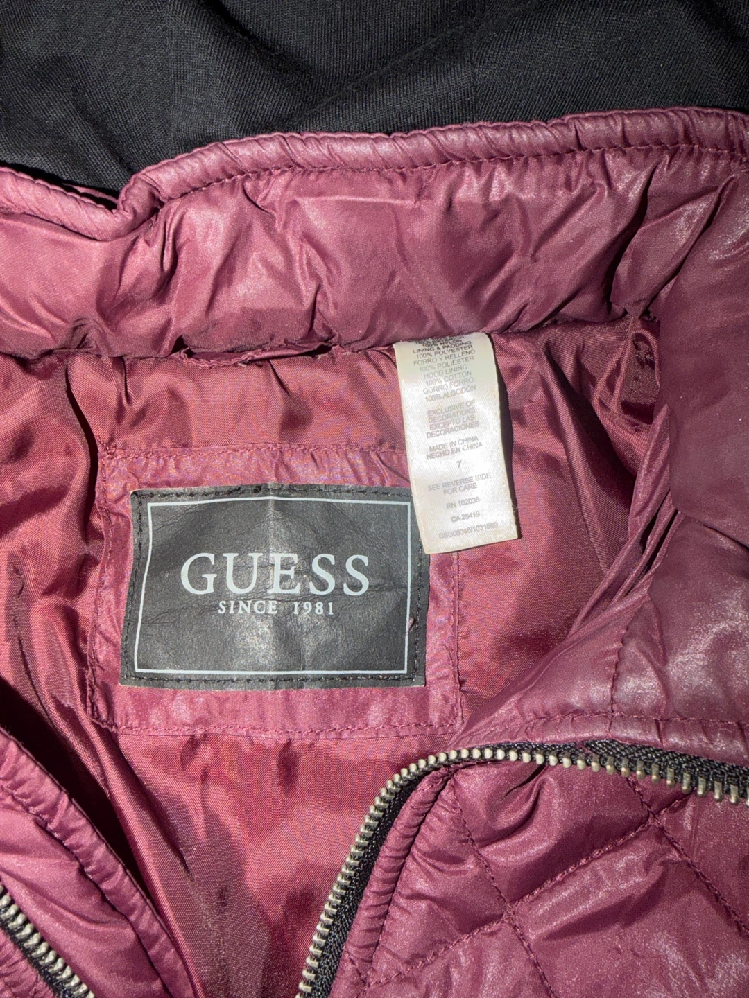 Guess Puffer Jacket Burgundy Size 7 - photo 2