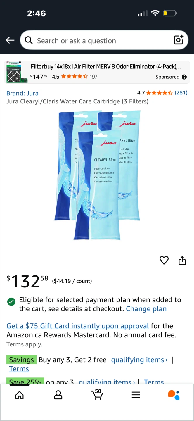 Jura Clearyl/Claris Water Care Cartridge (3 Filters)