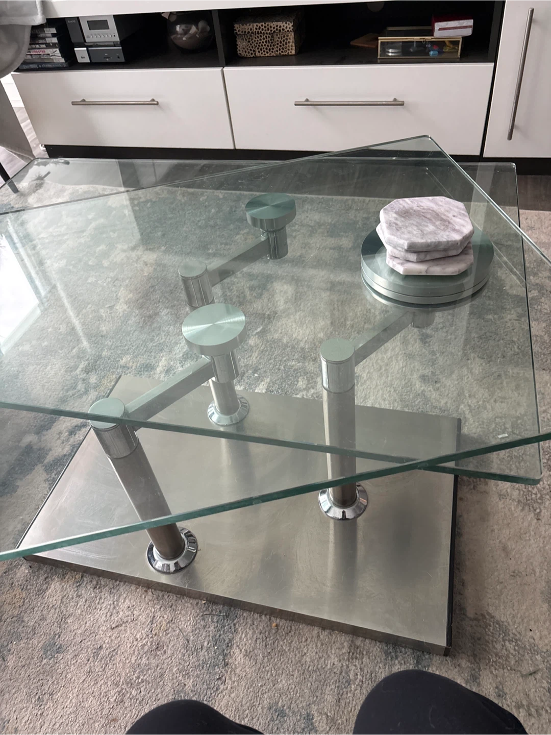 Modern Glass and Metal Coffee Table - photo 3