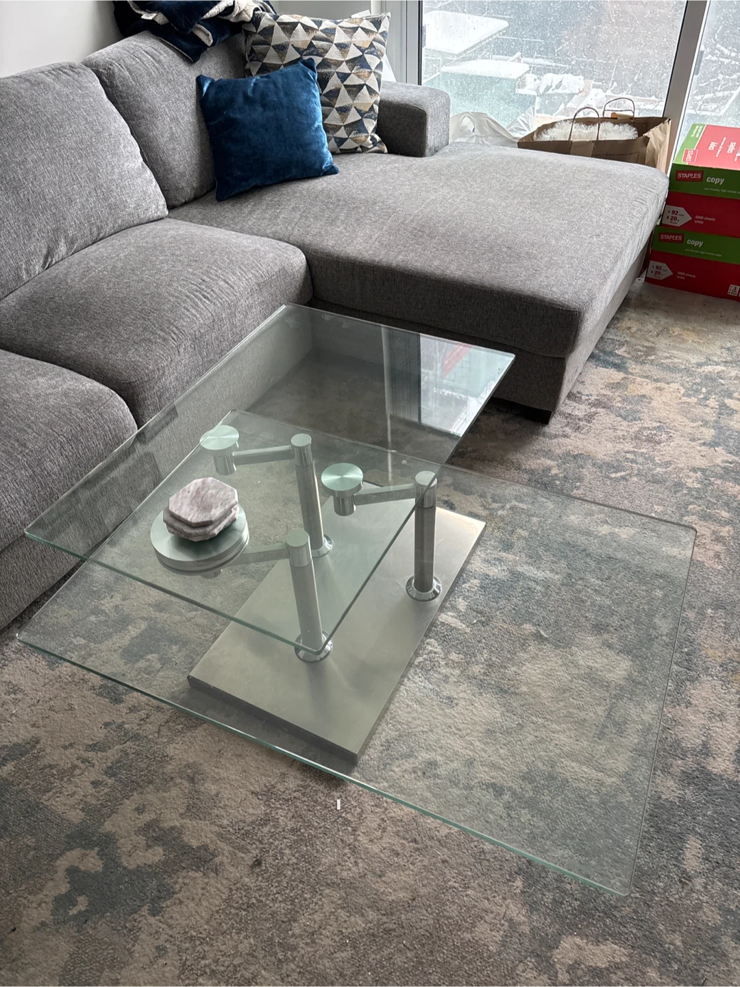 Modern Glass and Metal Coffee Table - photo 2