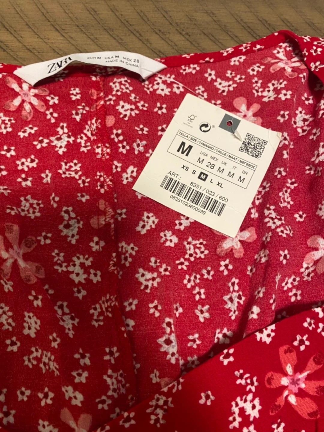 ZARA Red Floral Print Wrap Dress Size M - photo 2