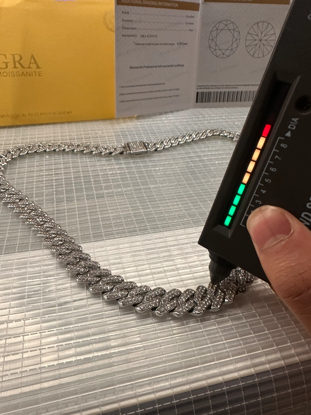 15mm 24 inch Moissanite Cuban Link Chain with GRA Certificate - photo 3