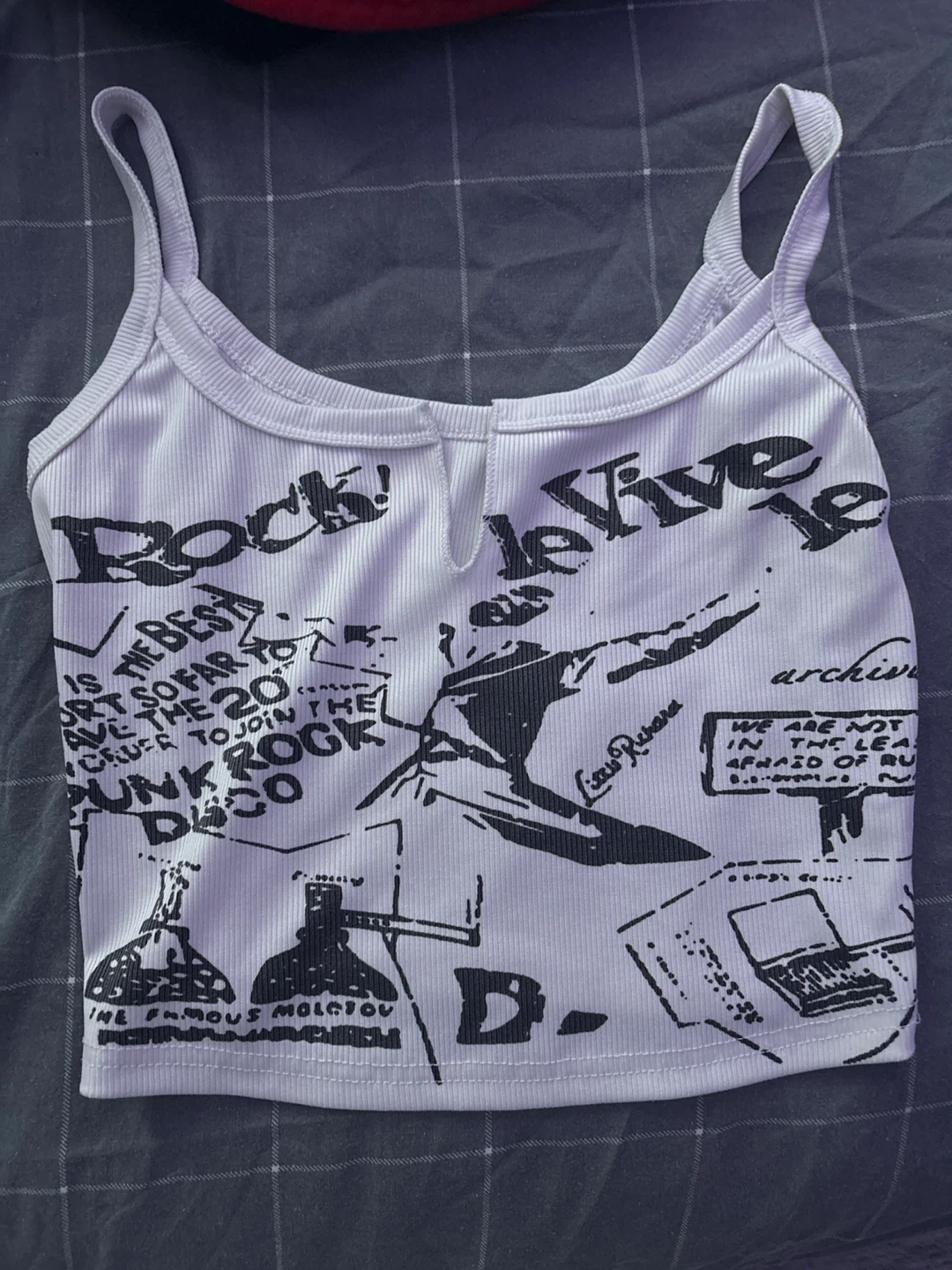 White Graphic Crop Top