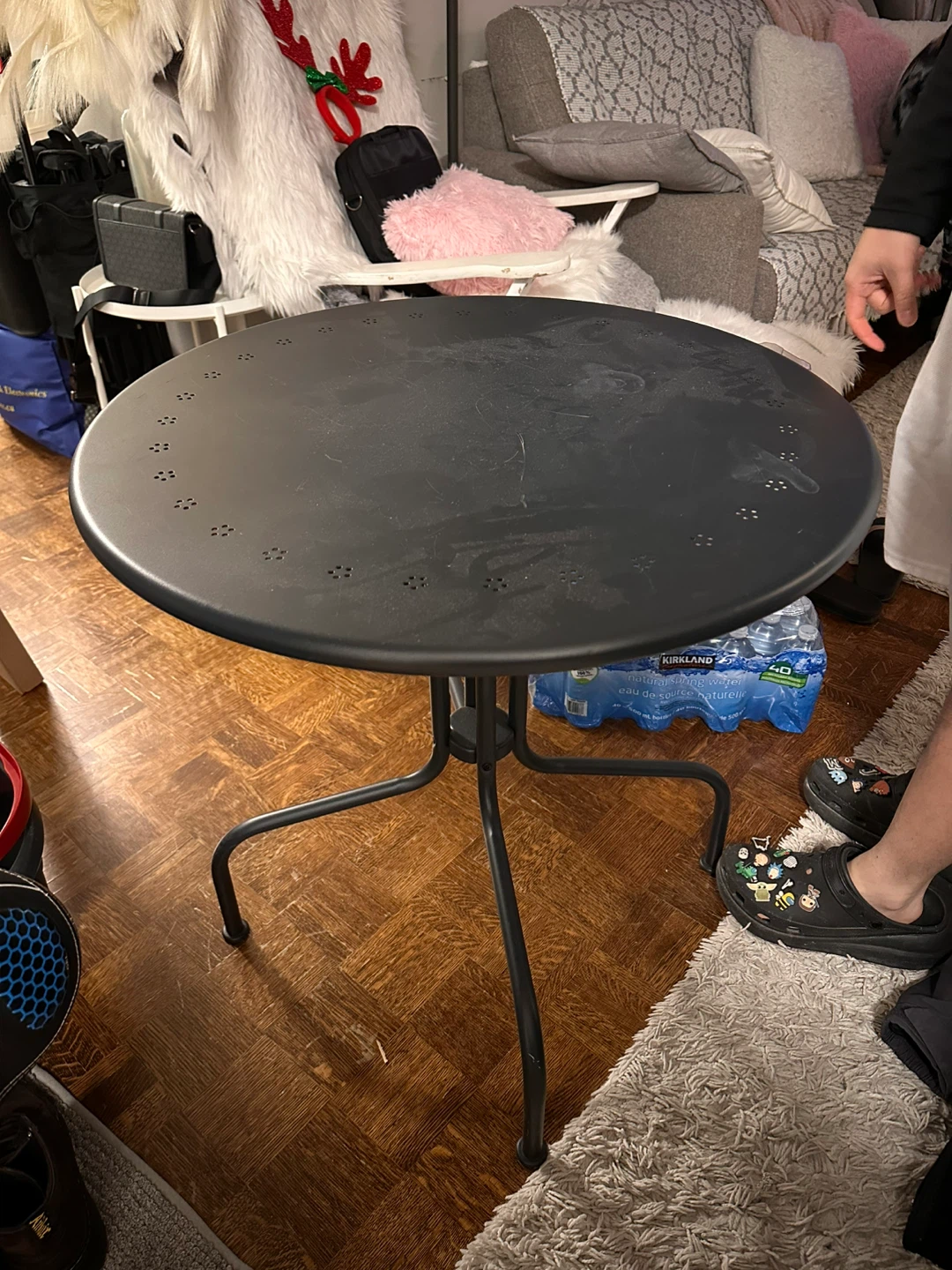 Black Round Patio Side Table