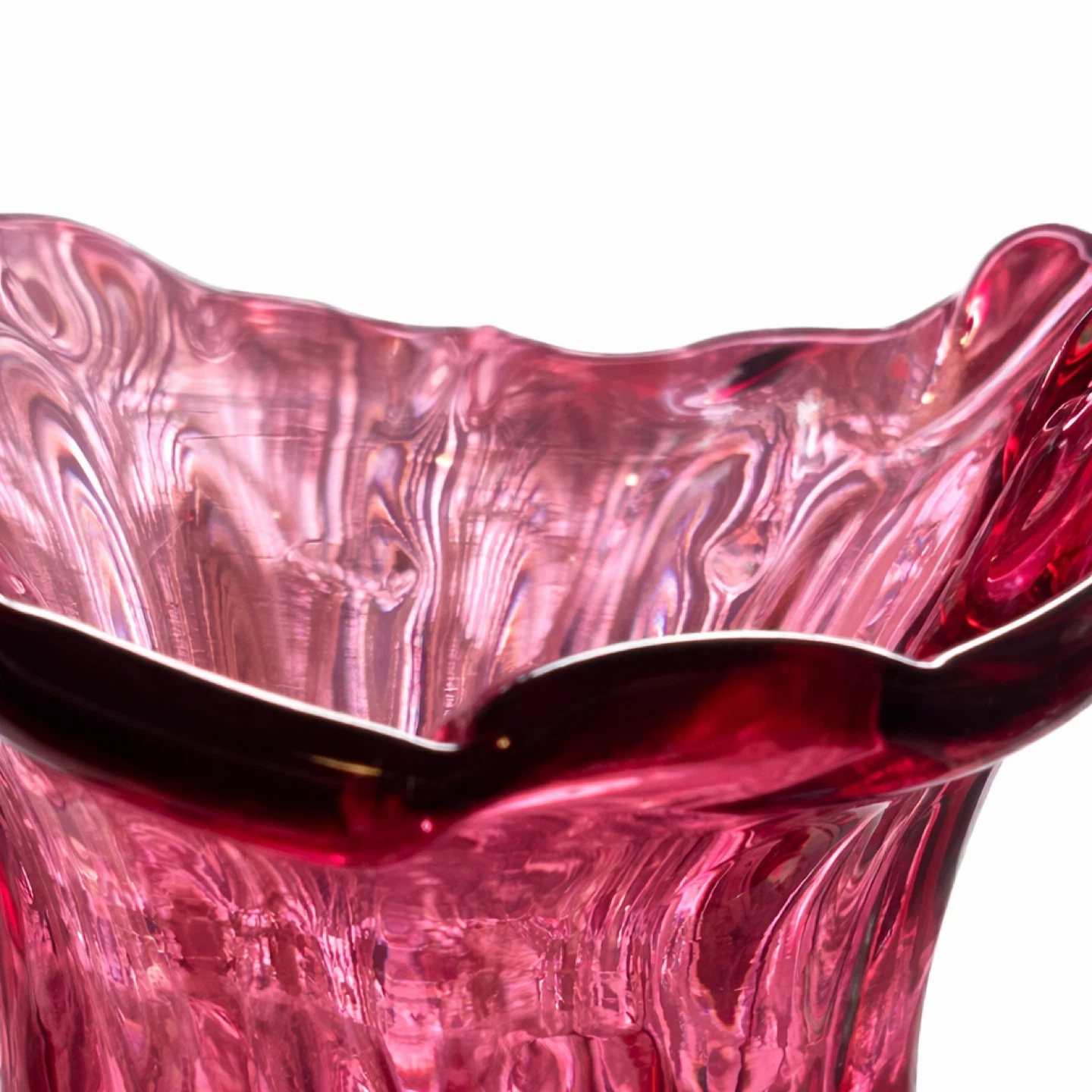 Vintage Cranberry Art Glass Jug w Applied Handle & Pontil - photo 5