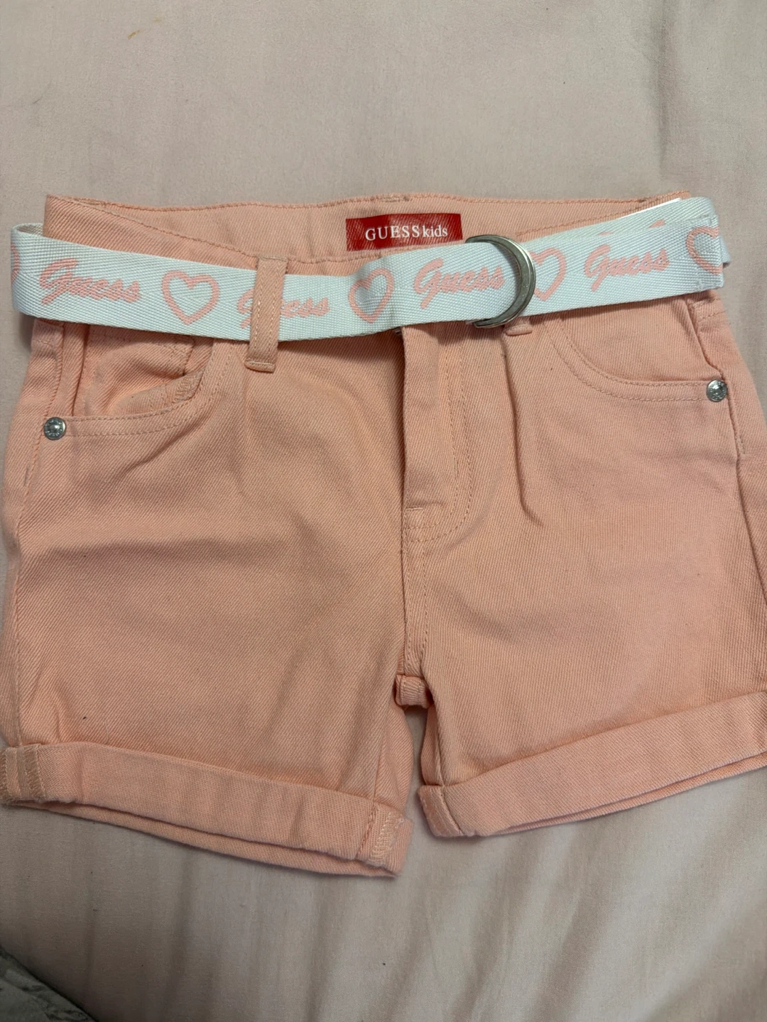 Guess Kids Peach Denim Shorts with Belt