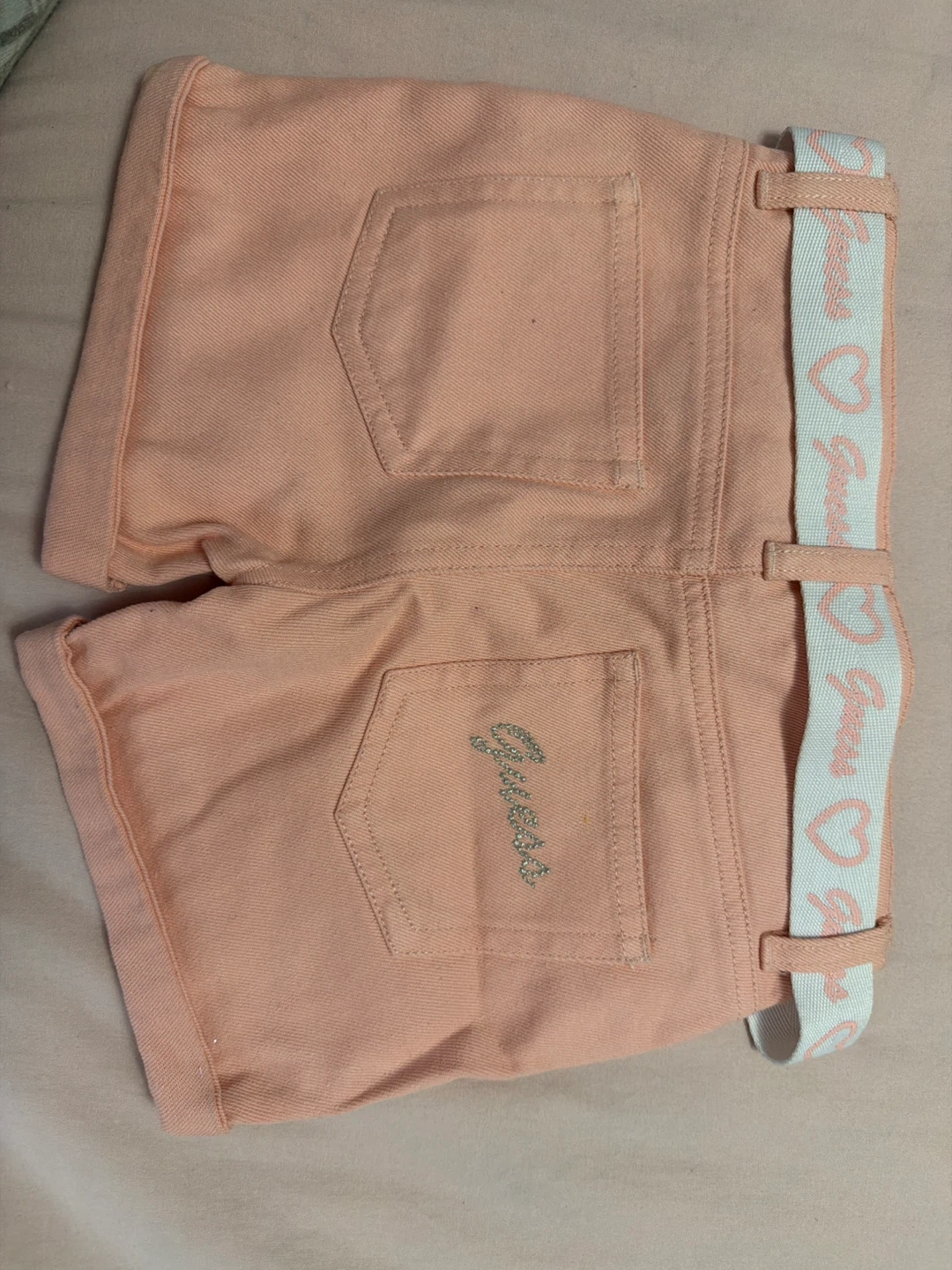 Guess Kids Peach Denim Shorts with Belt - photo 3