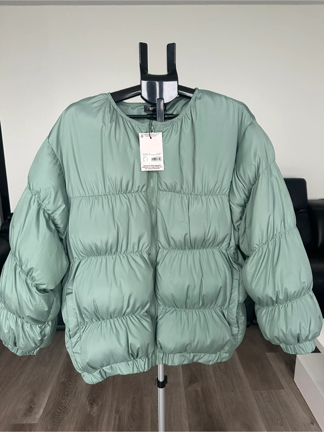 MISSGUIDED Marshmallow Padded Puffer Jacket Green Size US size 8 - photo 4